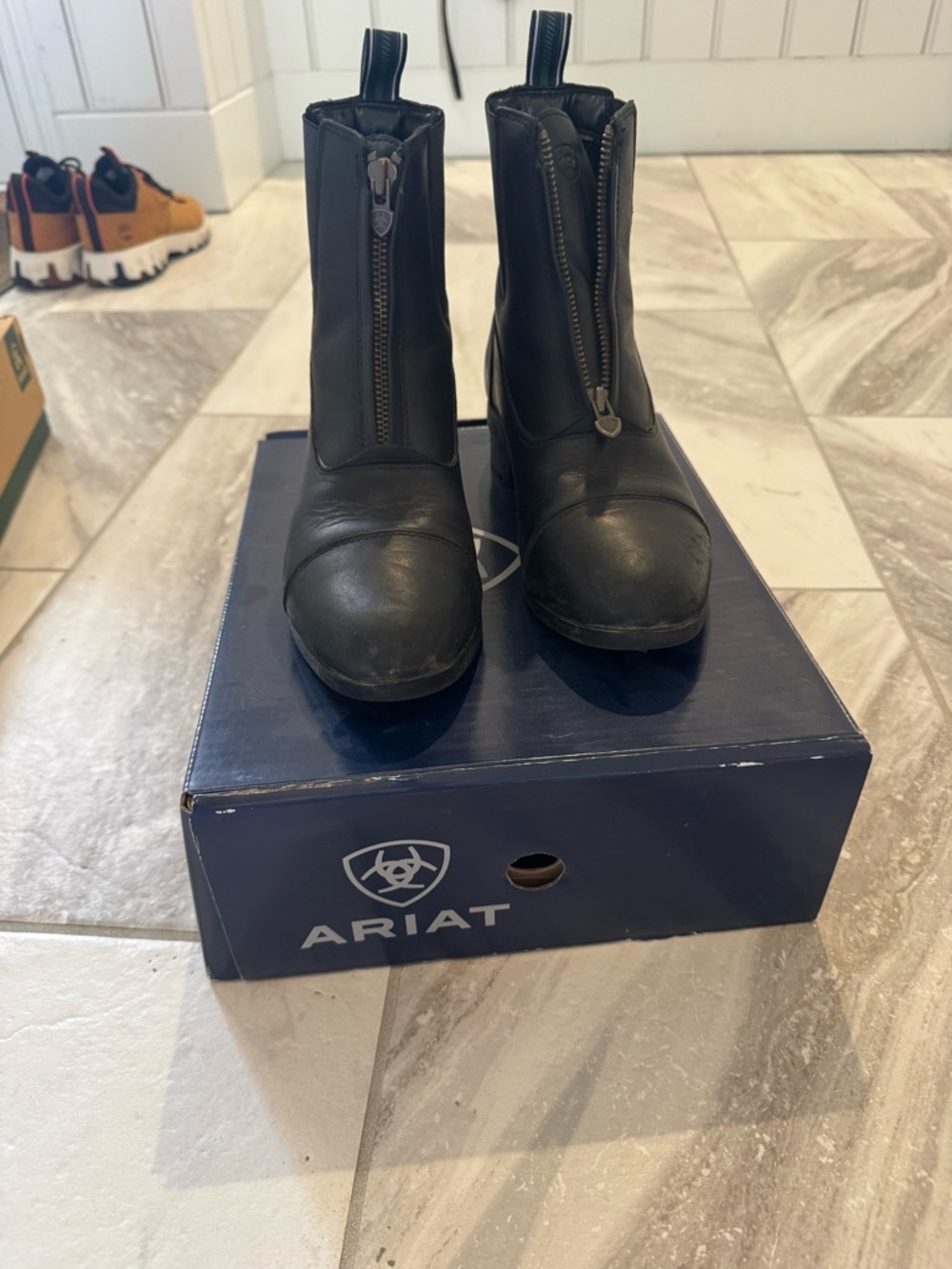 Ariat Black Leather Zip-Front Short Riding Boots